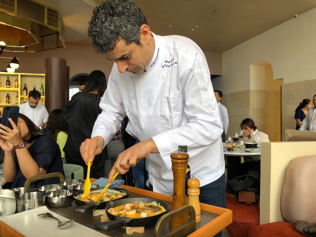 Chef Mateu Casañas prepared the Open Face Omelette with Prawns for our table.