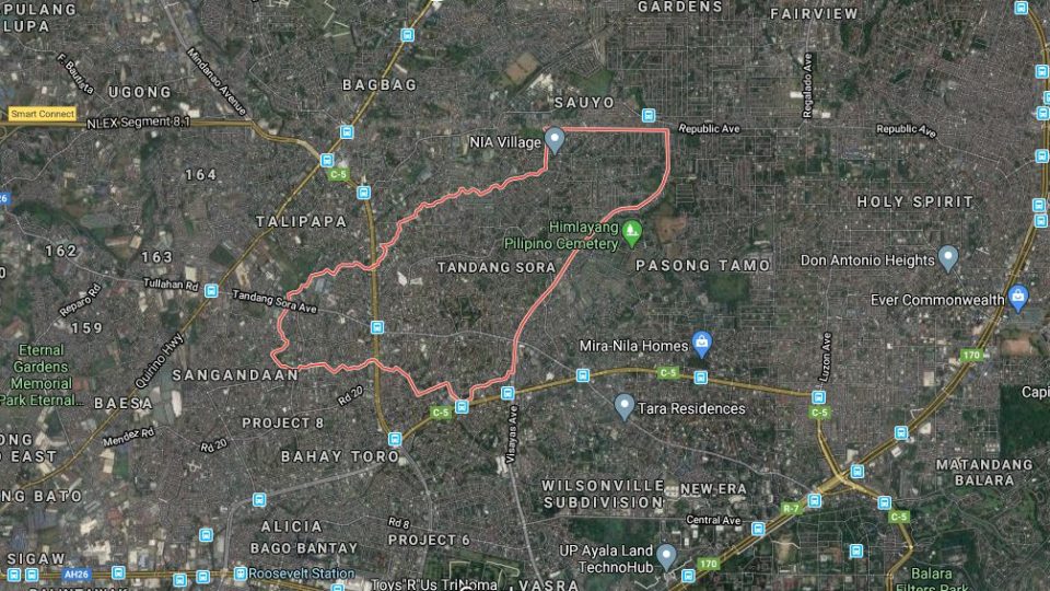 Tandang Sora, Quezon City map. Photo from Google maps