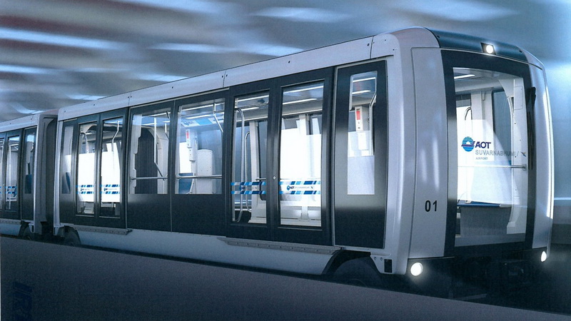 A rendering of a Siemens-built shuttle for Suvarnabhumi Airport. Photo: AOT Official / Facebook