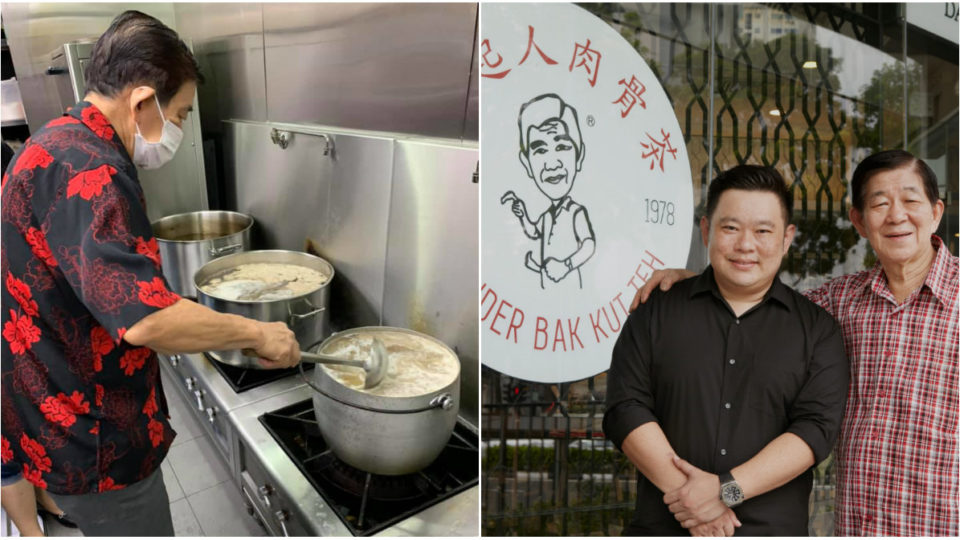 At left, owner Chua Chwee Whatt brews the broth. Chua and his son, at right. Photos: Founder Bak Kut Teh
