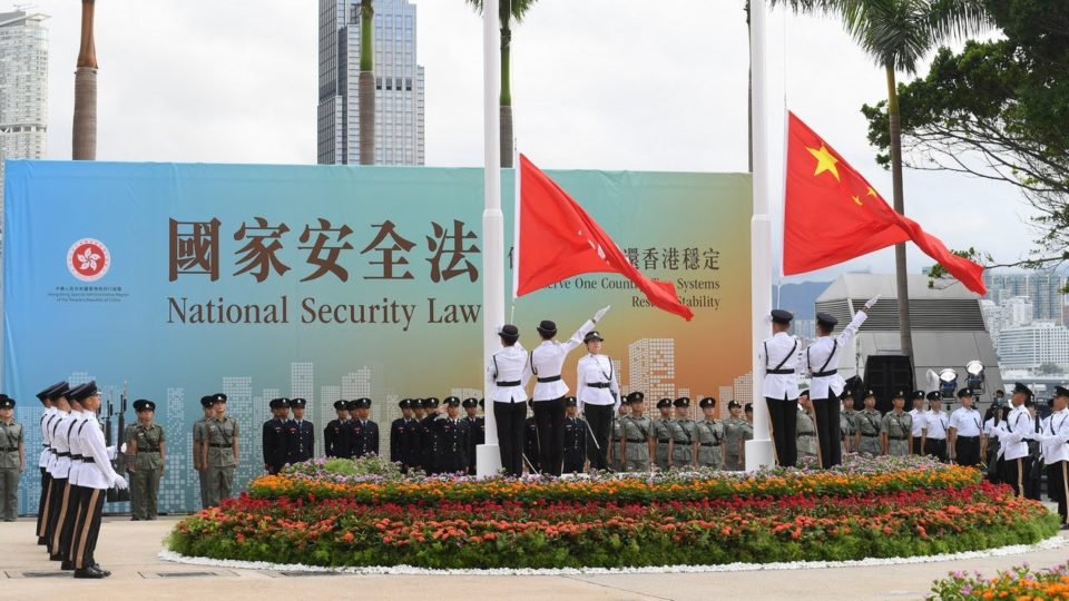 Flag raising ceremony at Golden Bauhinia Square in Hong Kong on July 1, 2020. Photo via YouTube/Information Services Department, HKSARG