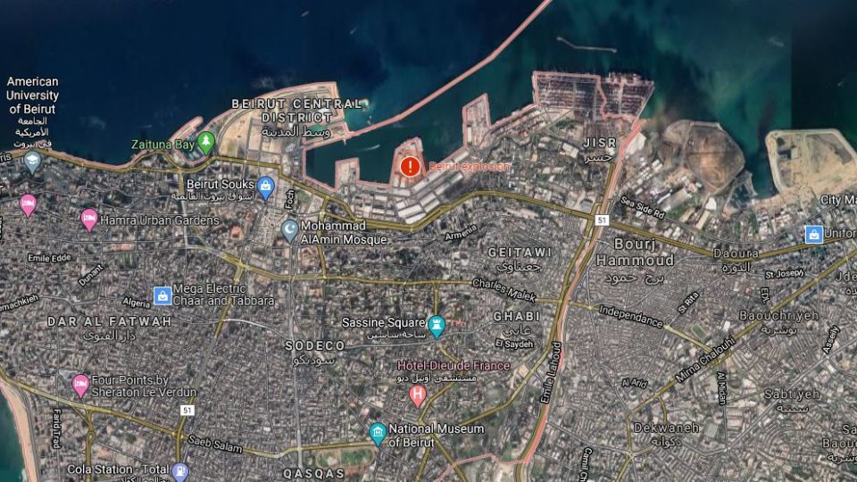 Beirut map. Photo: Google maps