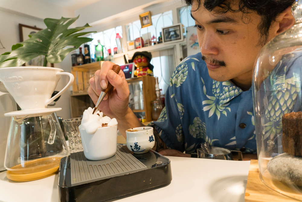 Poony makes his signature Babyccino