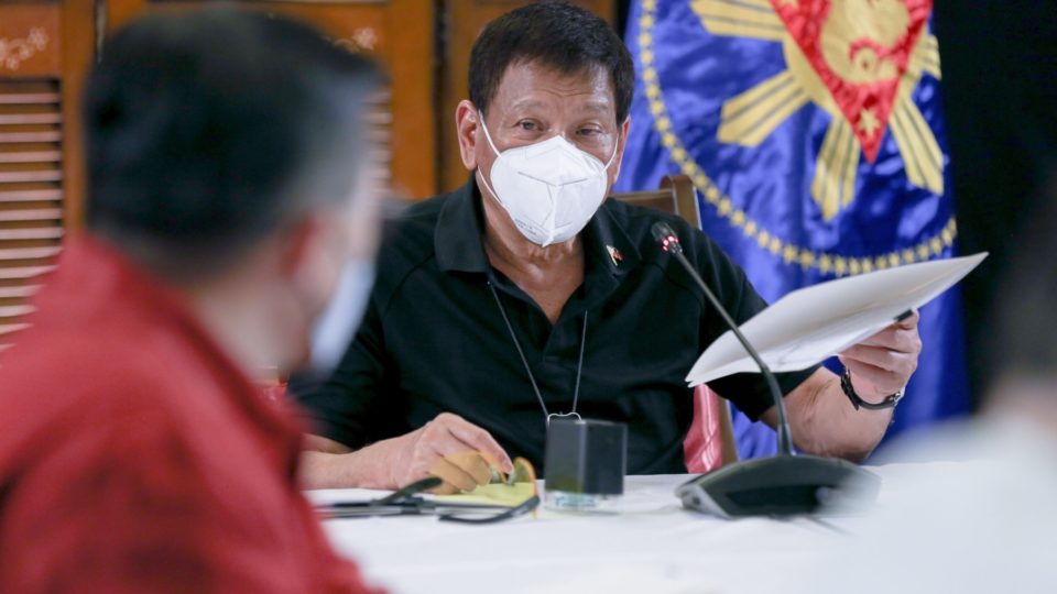 President Rodrigo Duterte in a publicly broadcast meeting. Photo: Presidential Communications/FB