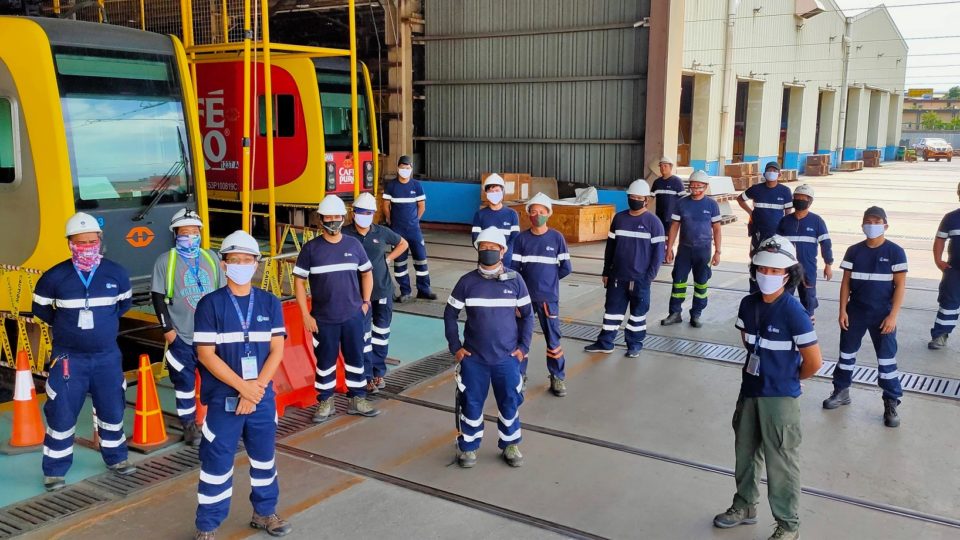 LRT-1 workers fixing one of the trains. Photo: Light Rail Manila Corporation