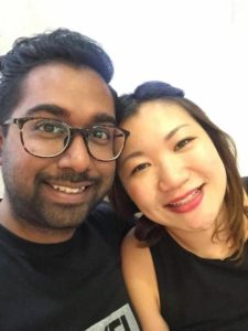 Nirej Tamilrajan and fiancé Rachel Ng posing for a selfie. Image: Nirej Tamilrajan