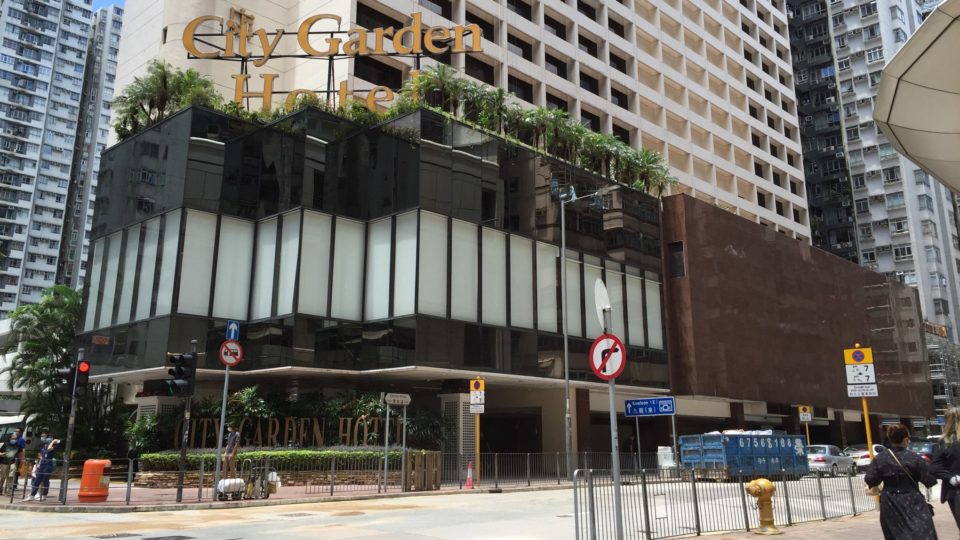 Frosted film stuck over the windows at City Garden Hotel in North Point on Aug. 14, 2020. Photo: Coconuts Media/Christy Kan