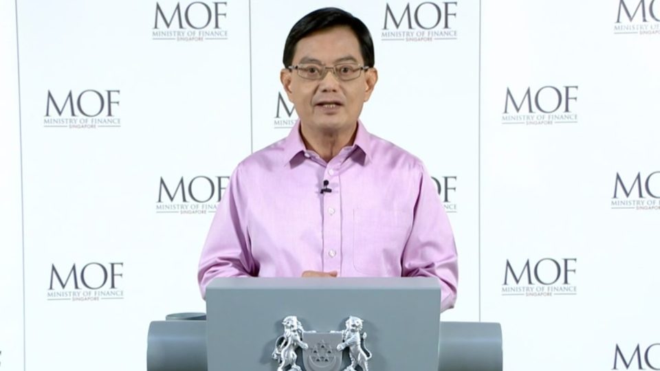 Finance Minister Heng Swee Keat speaks today. Image: CNA/YouTube
