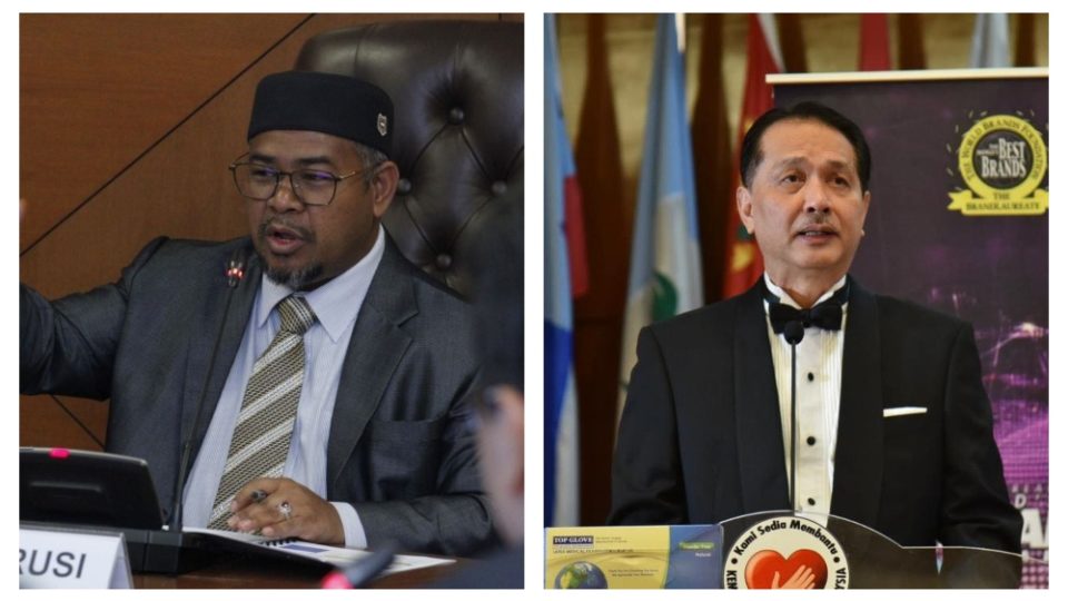 Khairuddin speaking at a meeting in February (left), Noor Hisham speaking at an event in July (right). Photos: Khairuddin Aman and Noor Hisham /Facebook
