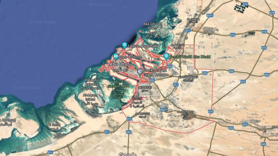 Abu Dhabi map. Image from Google maps