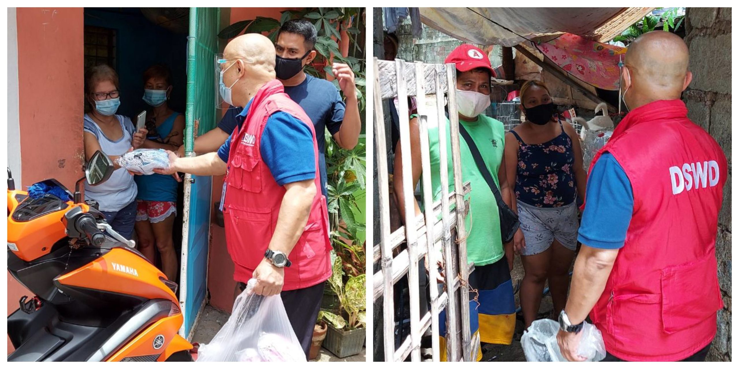A government official gives relief goods to residents. Photo: Department of Social Work and Development/FB