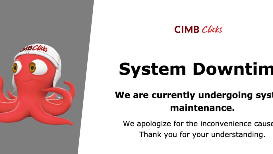 Screenshot of CIMB’s server under maintenance. Photo: cimbclicks.com.my
