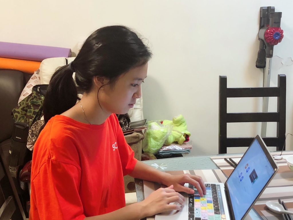 Jessie Cheung prepares for a Zoom class at home. Photo provided by Cheung