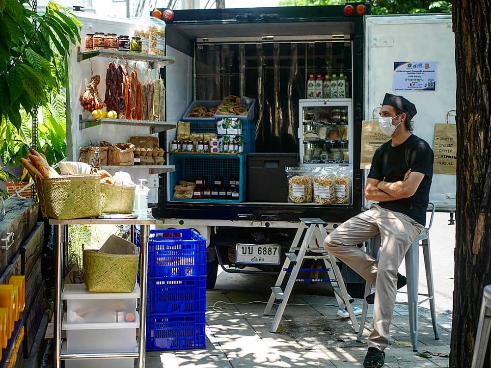 Nicolas Vivin, owner of Vivin Grocery, sold from a grocery truck during the pandemic.