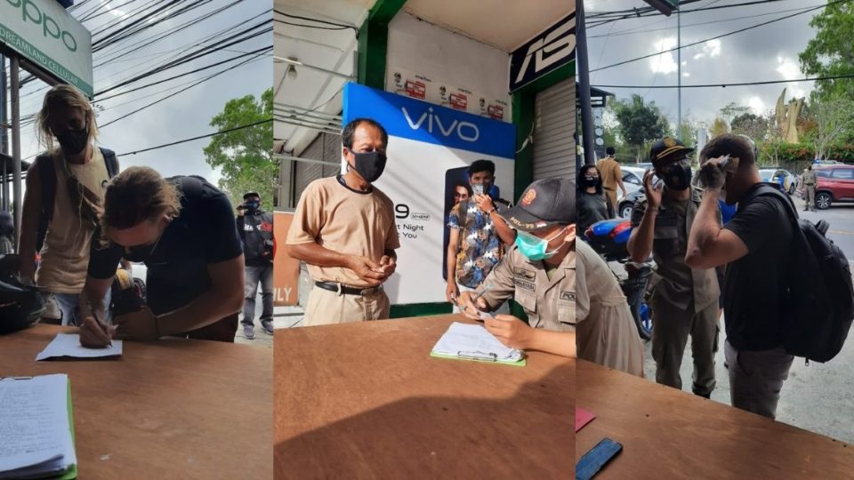 Busy first day of the mandatory mask rule. Photos: Satpol PP Badung