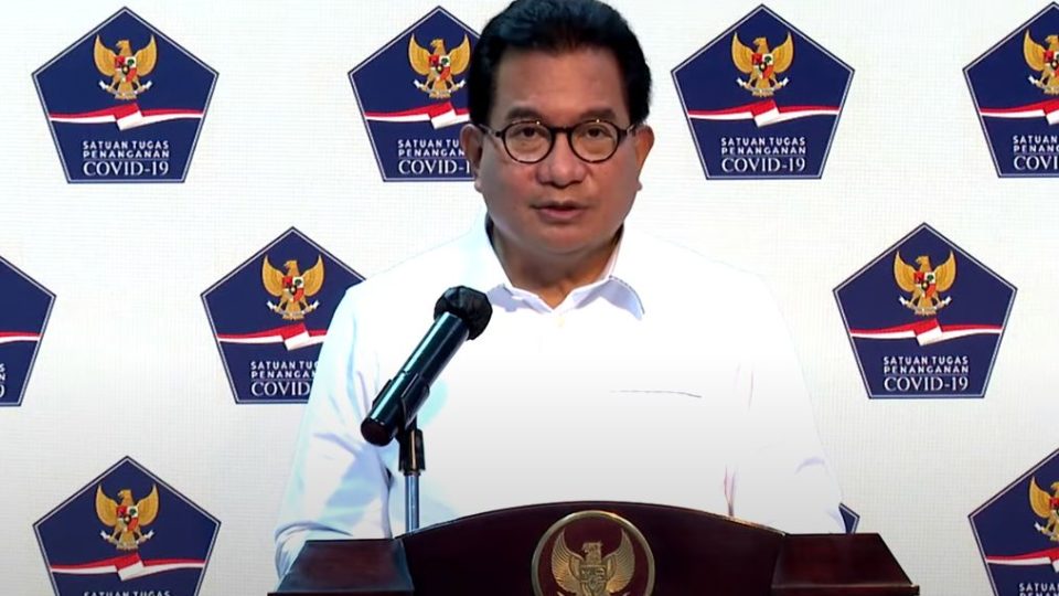 COVID-19 task force spokesman Wiku Adisasmito at a virtual press conference on Sept. 8, 2020. Screengrab: Youtube