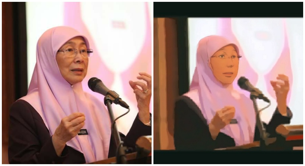 Wan Azizah and Anime Wan Azizah. Original photo by Wan Azizah/Facebook