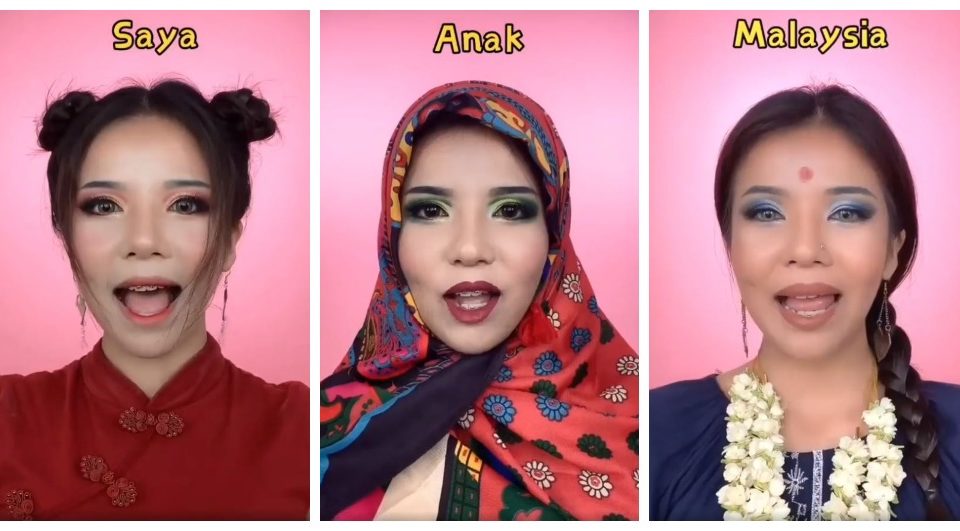 Screenshots of C. Code Cosmetics’ ad campaign featuring the same model representing different races. Photo: C. Code Cosmetics /Facebook
