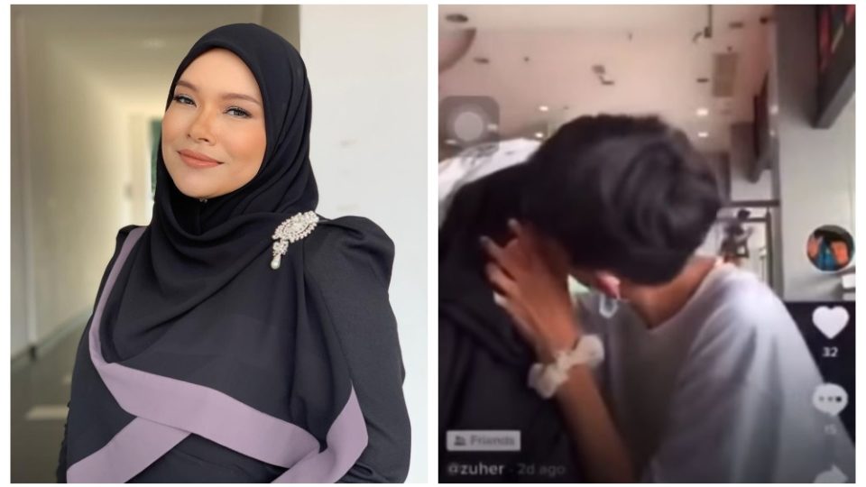 Nora Ariffin (left) and a screenshot of teenagers making out in the TikTok video. Photos: Nora Ariffin /Instagram and @Zuher /TikTok
