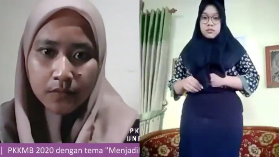 A video clip of the ospek-via-Zoom, which became widely circulated since yesterday, shows three senior students taking turns yelling at freshmen from Unesa’s Faculty of Education about their orientation uniform. Unesa, the State University of Surabaya, is located in the East Java capital. Screenshot from video