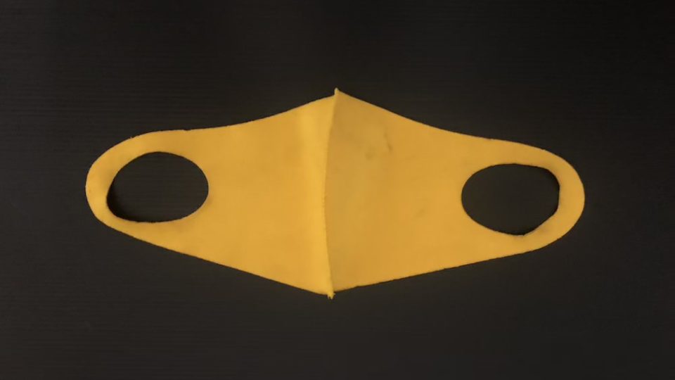 A “scuba mask” — a tight-fitting face covering comprising a single layer of synthetic fabric. Photo: Coconuts Media