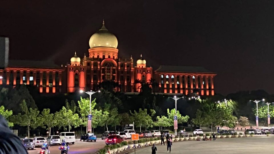 The Prime Minister’s Department Complex illuminated in orange. Photo: Noor Hisham Abdullah /Facebook
