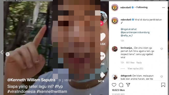 A screenshot of Kenneth William’s TikTok video as reposted by Instagram viral content aggregator @ndorobeii