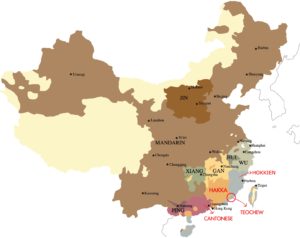 Origins of each dialect group on the map of China. Edited image: Coconuts, Wyunhe