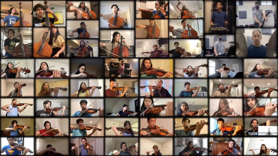 Over 50 students from the California school participated in a virtual concert playing “Glory to Hong Kong.” Photo via YouTube/Matt Aubel