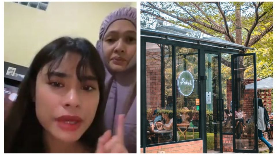 Screengrab from Athalia’s video, at left, and the entrance of Pokok KL, at right. Photos: OfficialAthalia/TikTok and Pokok KL/Instagram
