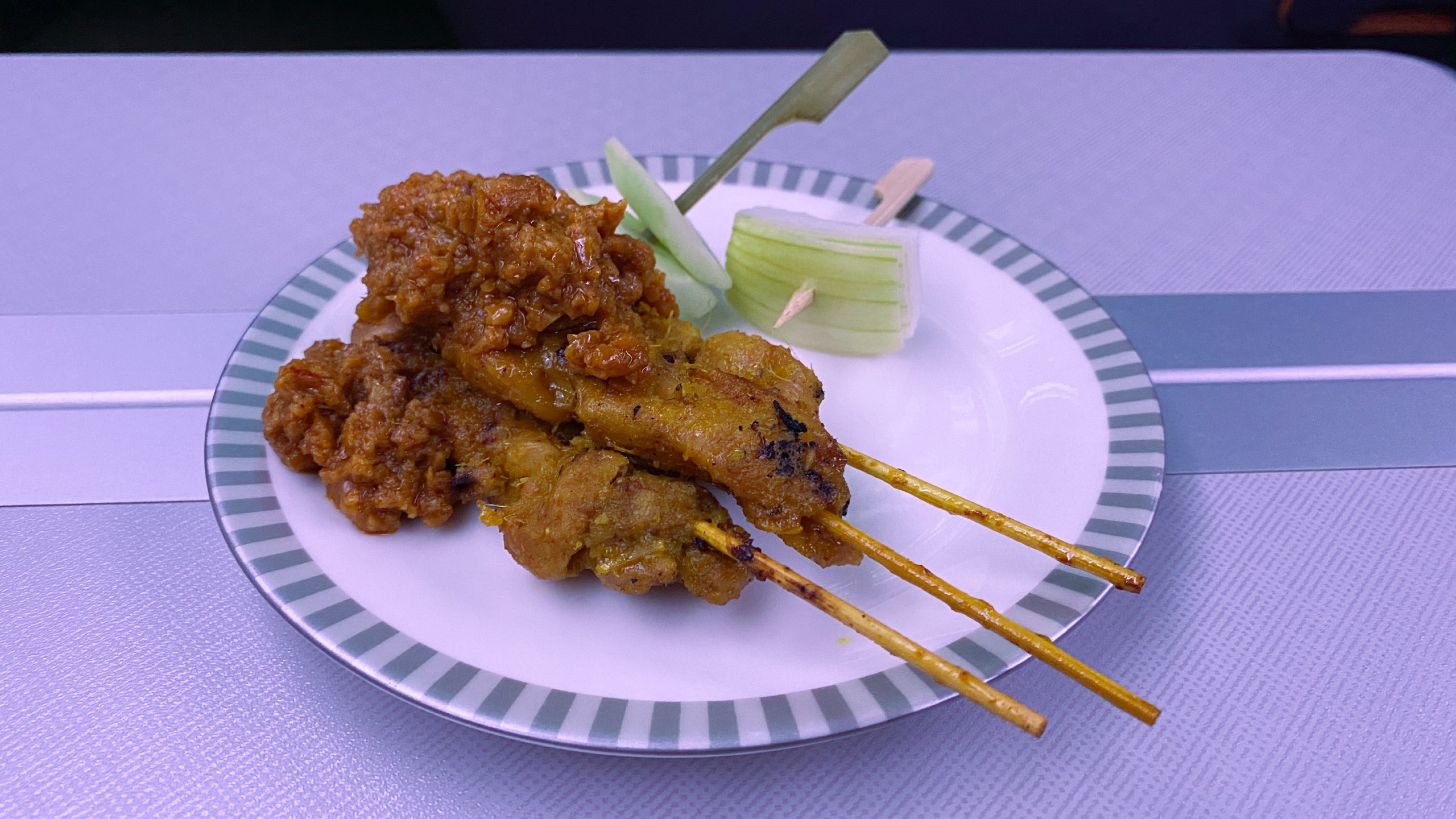 The airline’s signature satay. Photo: Coconuts