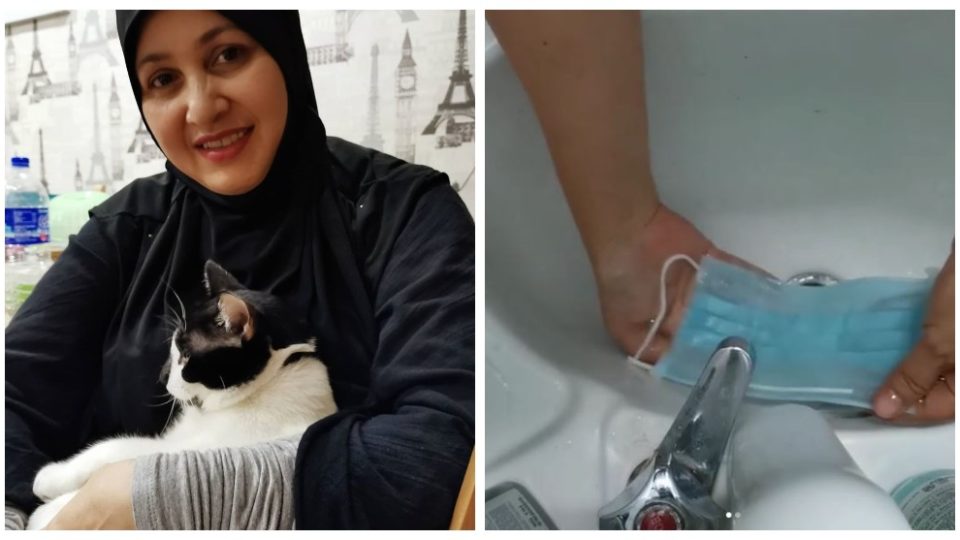 September photo of Sheila Mambo and her cat, at left, and a screengrab of Sheila’s video tutorial, at right. Photos: Sheila Mambo/Instagram 
