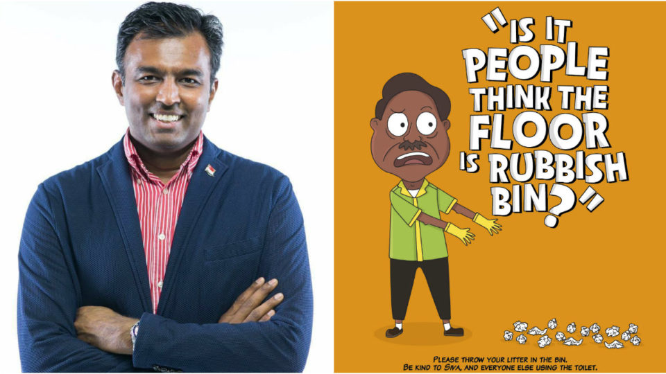 At left, Jose Raymond and one of Singapore Kindness Movement’s poster at right. Images: Jose Raymond/Facebook, Singapore Kindness Movement
