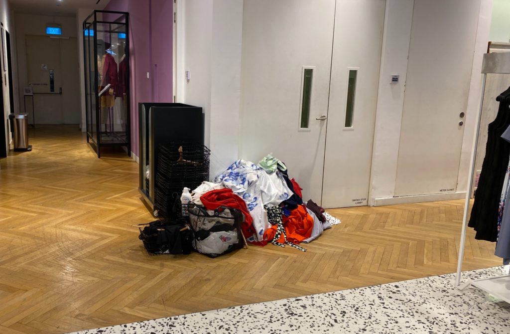 Piles of unwanted items at The Heeren outlet. Photo: Coconuts