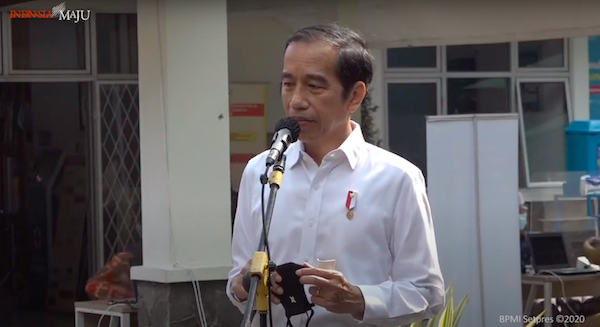 President Joko Widodo addressing the public on Nov. 18, 2020. Photo: Video screengrab from the Presidential Secretariat