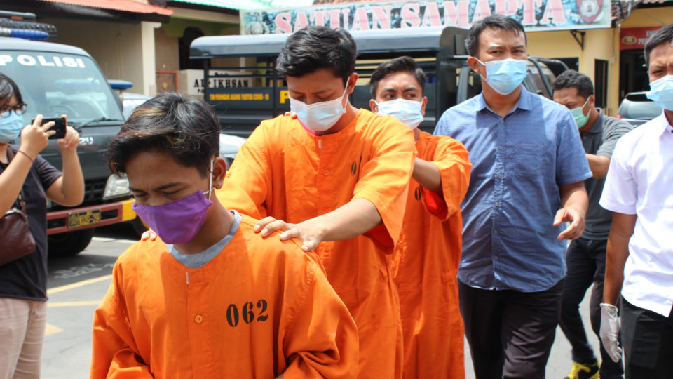 The three adult suspects are now in police custody. Photo: Courtesy of Buleleng Police