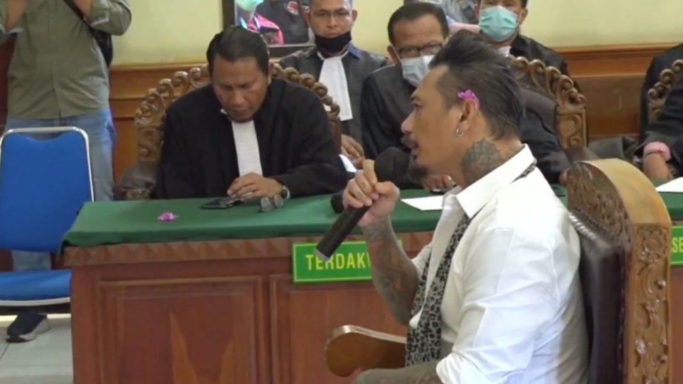 Jerinx speaking to the Denpasar Court on Nov. 19, 2020 after his sentencing. Screengrab: Youtube