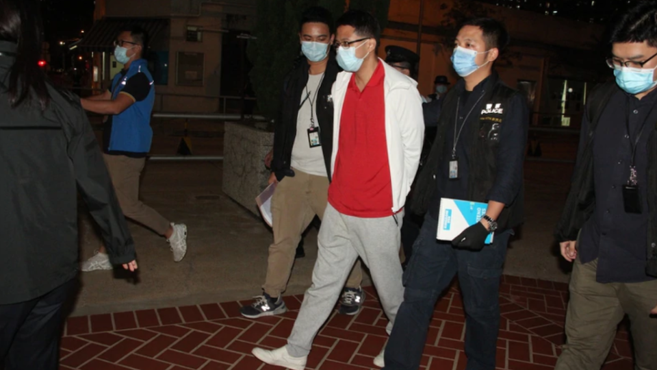 District councillor Cary Lo was arrested at his Yuen Long home on Nov. 25, 2020. Photo via Apple Daily