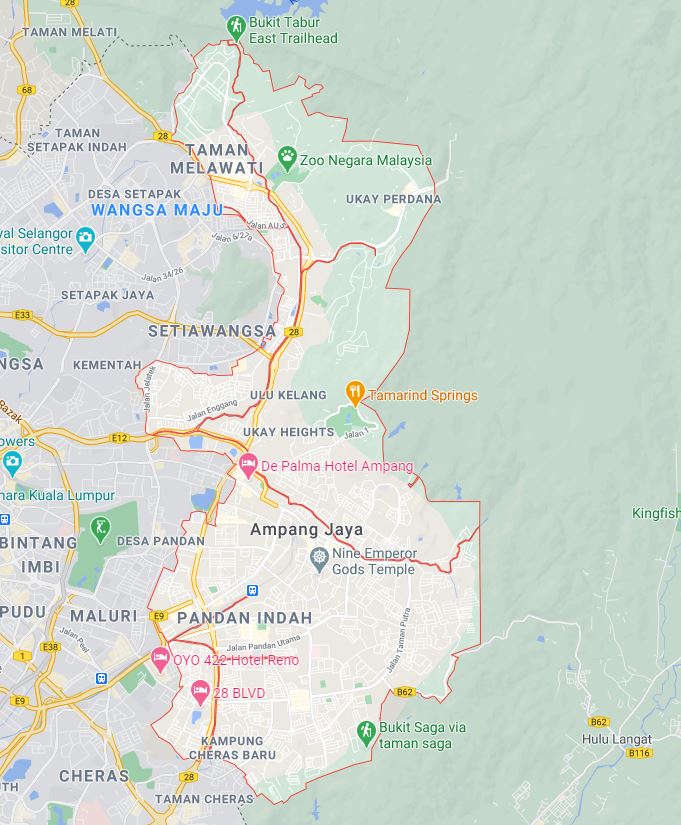 Map of Ampang. Photo: Google Maps