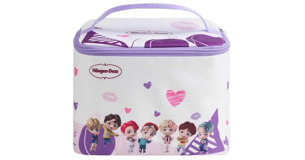 Haagen-Dazs TinyTAN cooler bag adorned with BTS characters. Photo: The Mango Agency