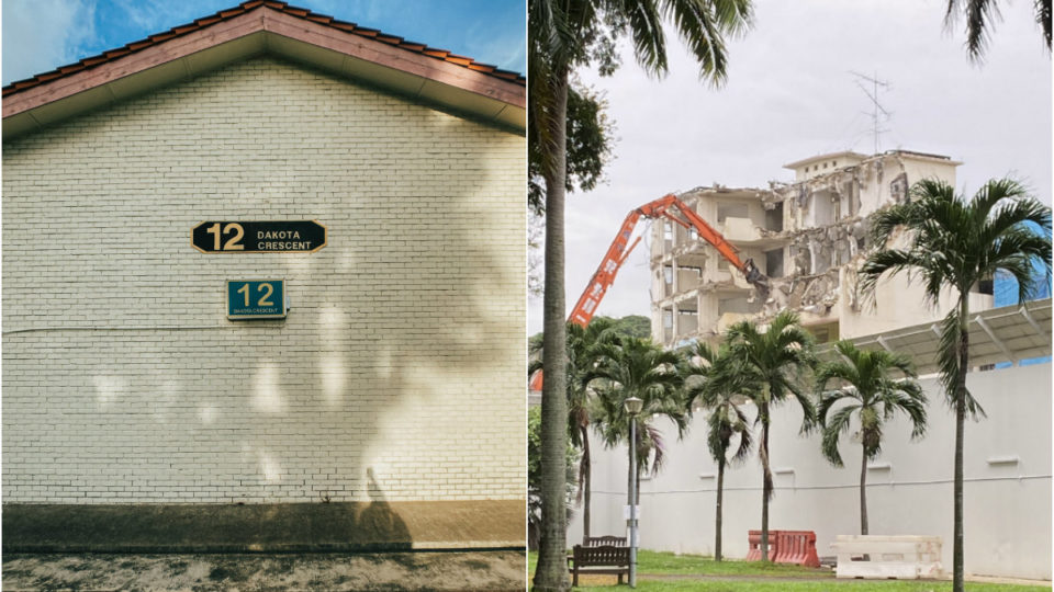 At left, one of the estate blocks in a 2017 photo, and one taken recently at right. Photos: Coconuts, Thesnappingturtle_
