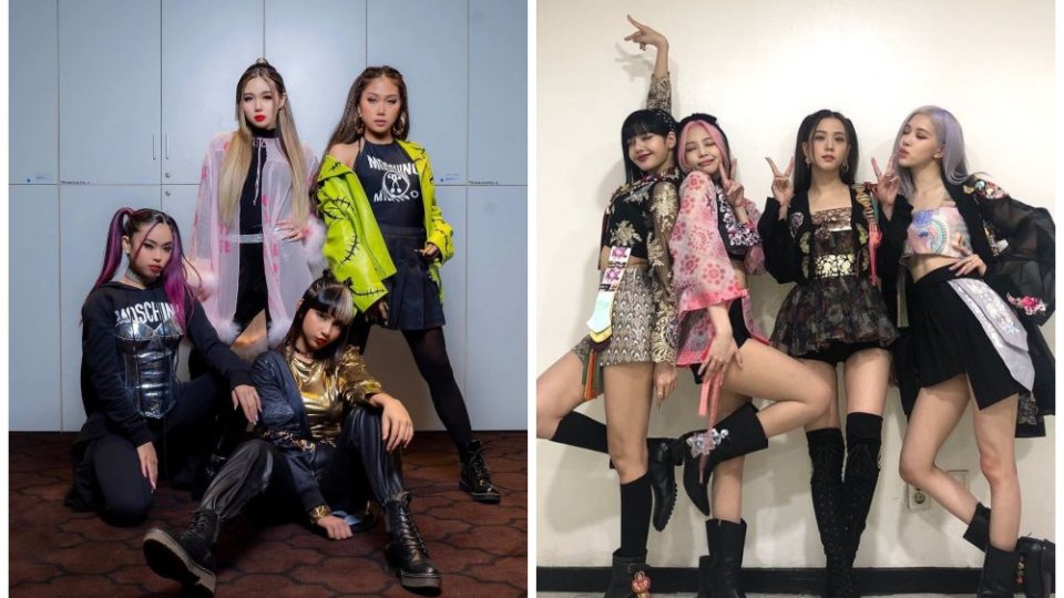 At left, Dolla members after their ‘Lovesick Girls’ performance (clockwise from left) Angeline Chai, Tabitha Lam, Sabrina Rusli and Norsyasya Shahrizal. At right, Blackpink members from left Lisa, Jennie, Jisoo and Rose. Photos: Dolla and BlackPink Official/Instagram

