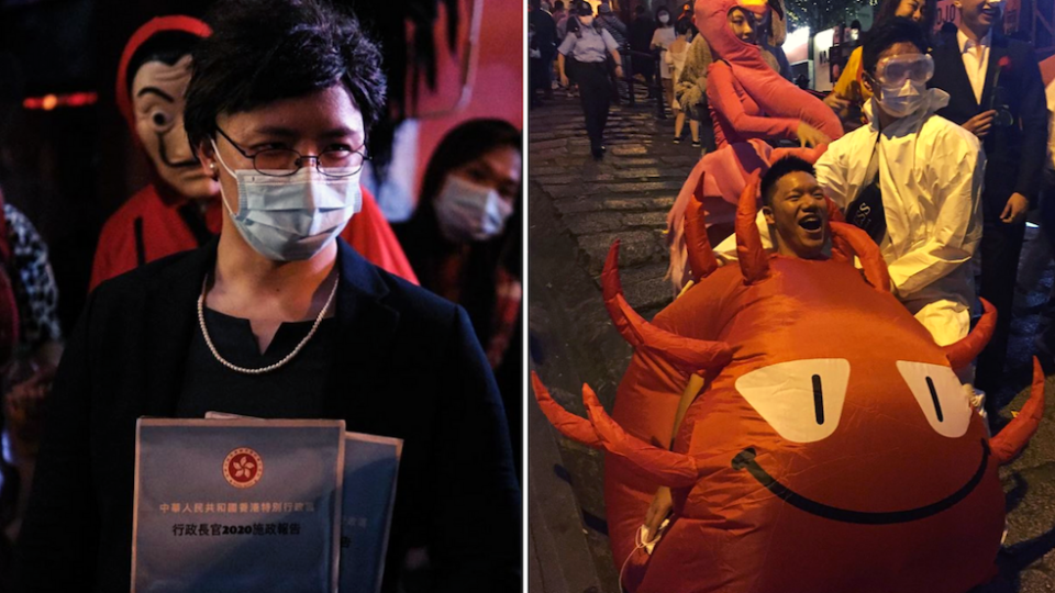 From Carrie Lam to the coronavirus, here’s a round-up of the some of the Halloween costumes this year that had our heads turning. Photos via Instagram/si.siiam and Instagram/travel_and_cosette