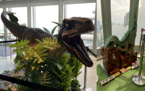 The life-sized and Lego model of velociraptor Blue. Photos: Coconuts