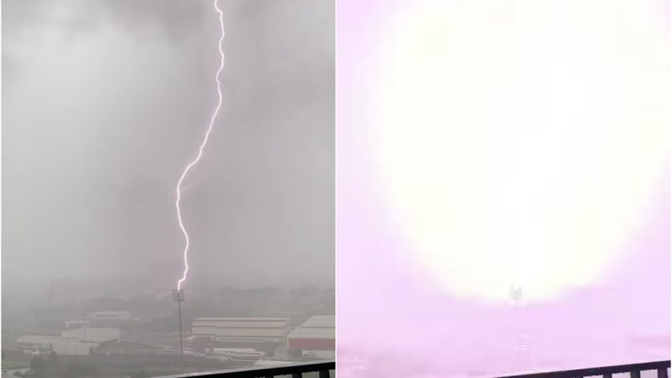 The lightning bolt at Bishan Stadium. Photo: Nikil Sreenivas/Facebook
