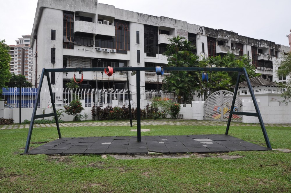 Swings strung up at the playground. Photo: Coconuts