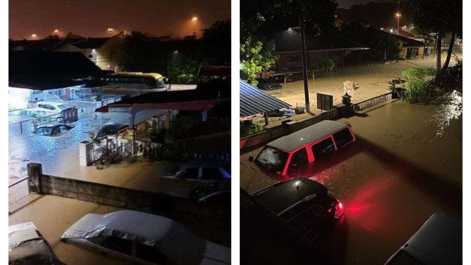 Cars submerged in floodwater in Seremban. Photos: Fadzilah Mamat/Twitter
