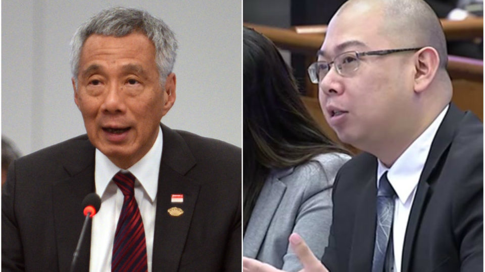 Singapore Prime Minister Lee Hsien Loong, at left, and the chief editor of The Online Citizen Asia Terry Xu. Photos: G20 Argentina, screenshot