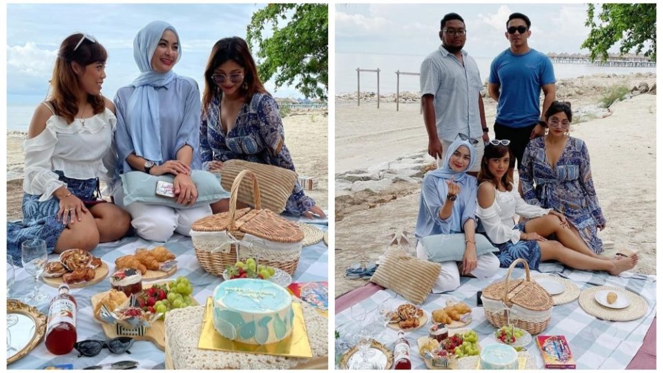 Young Syefura Othman, in light blue, surrounded by her friends at her birthday picnic. Photos: Young Syefura/Instagram

