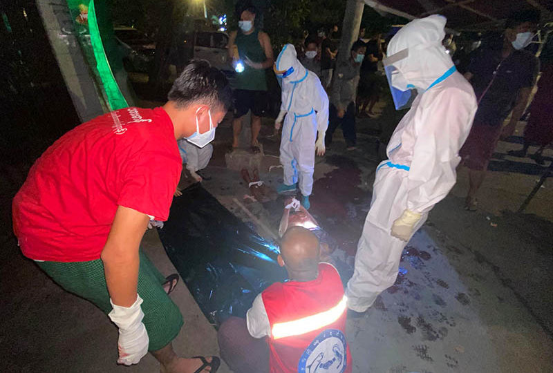 Crime scene in Yangon’s Kamayuth Township. Photo: Loka Theingaha Charitable Association